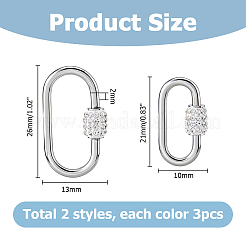 6Pcs 2 Styles 304 Stainless Steel Screw Carabiner Lock Charms&nbsp;STAS-HS0001-76