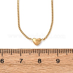 304 Stainless Steel Heart Link Chain Necklaces for Women&nbsp;NJEW-K296-02G