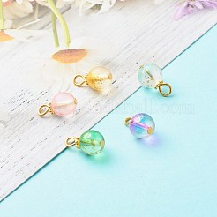 Frosted Spray Painted Foil Glass Beads&nbsp;PALLOY-JF00808