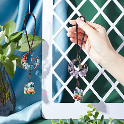 2Pcs 2 Style Chip Gemstone Beaded Tassel Car Hanging Ornaments&nbsp;HJEW-CP0001-04