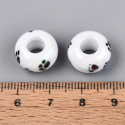 UV Plating Printed Opaque Acrylic European Beads&nbsp;MACR-N018-05A