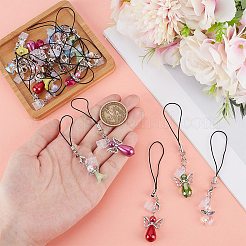 20Pcs 10 Colors Glass & Acrylic & Alloy Mobile Straps&nbsp;HJEW-OC00047