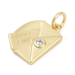Brass Micro Pave Clear Cubic Zirconia Charms&nbsp;KK-G522-31G