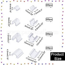 800Pcs 4 Style Transparent AS Plastic Base Buckle Hair Findings&nbsp;FIND-NB0004-37