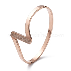 Ion Plating(IP) 304 Stainless Steel Hinged Bangles for Women&nbsp;BJEW-A011-20RG