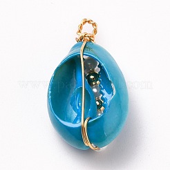 Spray Painted Natural Cowrie Shell Pendants&nbsp;PALLOY-JF00525