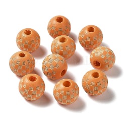 Wood Laser Engraved Tartan Beads&nbsp;WOOD-I011-01B-02