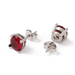 6 Pairs Cubic Zirconia Flat Round Stud Earrings&nbsp;EJEW-G291-04B-M