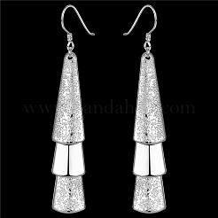 Silver Color Plated Textured Brass Triangle Dangle Earrings&nbsp;EJEW-BB11934