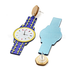 Sparkling Acrylic Watch Dangle Stud Earrings with 304 Stainless Steel Pins&nbsp;LS-EJEW-C063-01D