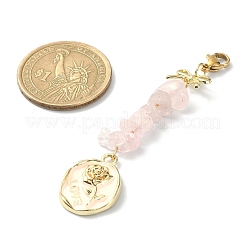 Natural Rose Quartz Chip Beaded Pendant Decorations&nbsp;HJEW-JM01196