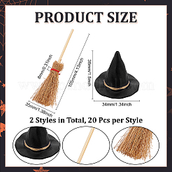 20Pcs Halloween Wood Mini Broom&nbsp;DJEW-ME0001-07