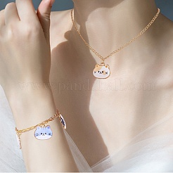 24Pcs 8 Styles Alloy Enamel Pendant Cute Print Cat Head Pendant DIY Necklace Bracelet Pendant Earring Accessories&nbsp;JX584A