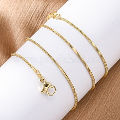 Brass Round Snake Chain Necklaces for Women&nbsp;NJEW-D302-15G