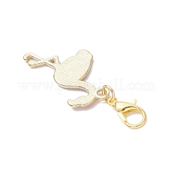 5Pcs Alloy Enamel Flamingo Shape Pendant Decorations&nbsp;HJEW-JM03786