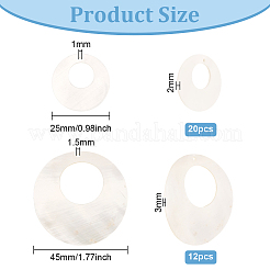 32Pcs 2 Styles Natural Freshwater Shell Pendants&nbsp;SHEL-BC0001-028