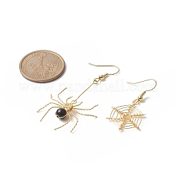 Natural Black Onyx Dangle Earrings&nbsp;EJEW-JE05189-01