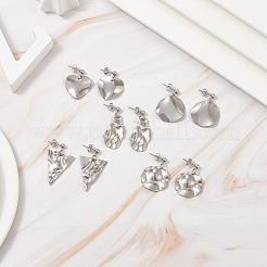 Non-Tarnish 5 Pairs 5 Style Twist Triangle & Nugget & Flat Round 304 Stainless Steel Dangle Stud Earrings Set for Women&nbsp;EJEW-JE05090-01