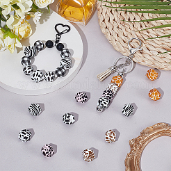 50Pcs 5 Styles Colorful Pattern Printed Silicone Focal Beads&nbsp;SIL-SP0001-24