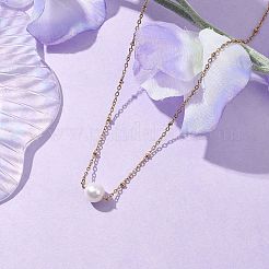 Round Natural Cultured Freshwater Pearl Pendant Necklaces&nbsp;X-NJEW-JN04966