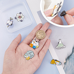 6Pcs 6 Style Chemistry Theme Enamel Pins&nbsp;JEWB-SC0001-16