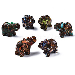 Elephant Assembled Natural Bronzite & Synthetic Imperial Jasper Model Ornament&nbsp;G-N330-62