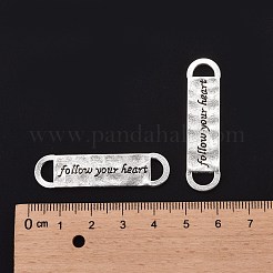 Rectangle Carved Word Follow Your Heart Tibetan Style Alloy Message Links for Bracelet Making&nbsp;TIBE-3319-AS-FF