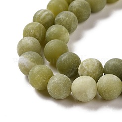Round Frosted Natural TaiWan Jade Bead Strands&nbsp;G-M248-8mm-02