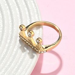 304 Stainless Steel Micro Pave Cubic Zirconia Finger Rings for Women&nbsp;RJEW-F205-01F-G