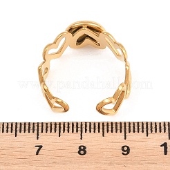 Hollow Heart 304 Stainless Steel Open Cuff Ring Components&nbsp;STAS-F366-08A-G