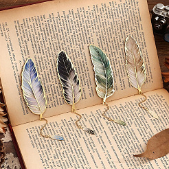 4Pcs Alloy Feather Bookmarks&nbsp;AJEW-WH20033-095G
