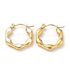 Ion Plating(IP) 304 Stainless Steel Hexagon Hoop Earrings with Enamel for Women&nbsp;EJEW-G293-17E-G