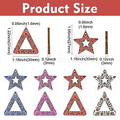 40Pcs 8 Styles Printed Basswood Pendants&nbsp;WOOD-CJ0002-49