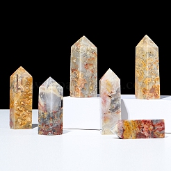 Natural Crazy Agate Pointed Prism Bar Home Display Decoration&nbsp;G-PW0007-106