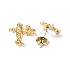 Ion Plating(IP) 304 Stainless Steel Plane Stud Earring Findings&nbsp;EJEW-I285-14G