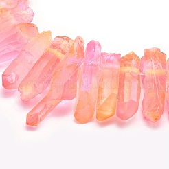Electroplated Natural Quartz Crystal Beads Strands&nbsp;G-P368-06C