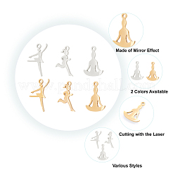 24Pcs 3 Style 201 Stainless Steel Laser Cut Pendants&nbsp;STAS-DC0001-66