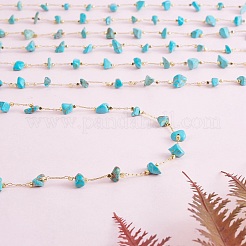 Synthetic Turquoise Chips Beaded Chains&nbsp;CHC-SZ0001-62K