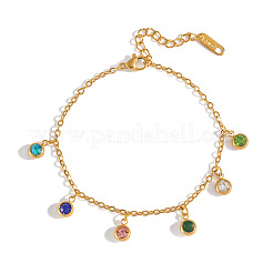 304 Stainless Steel Pave Cubic Zirconia Charm Bracelets&nbsp;GN4045