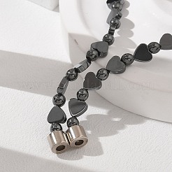Round Heart Synthetic Non-Magnetic Hematite Beaded Necklaces&nbsp;NJEW-R020-02