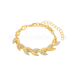 Leaf Alloy Rhinestone Link Bracelets for Women&nbsp;WGBDB93-01