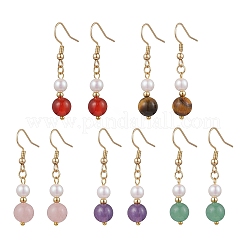 Natural Gemstone Round Dangle Earrings for Women&nbsp;EJEW-JE06334