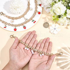 3Pcs 3 Styles Alloy Enamel Flower Cherry Apple Strawberry Charm Alloy Bag Decorative Chains&nbsp;AJEW-CN0006-07