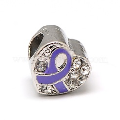 Platinum Plated Alloy Rhinestone European Beads&nbsp;MPDL-A023-B