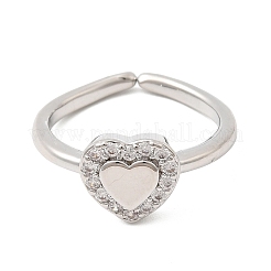 Brass Micro Pave Cubic Zirconia Cuff Open Rings for Women&nbsp;RJEW-B160-10P