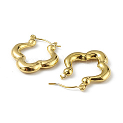 Ion Plating(IP) 304 Stainless Steel Flower Hoop Earrings for Women&nbsp;EJEW-I284-13G