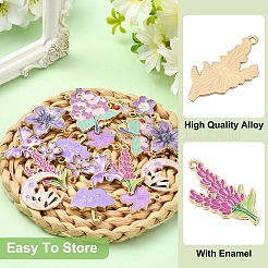 22Pcs 11 Styles Light Gold Plated Alloy Enamel Pendants&nbsp;ENAM-YW0008-41
