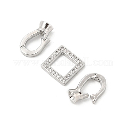 Brass Micro Pave Clear Cubic Zirconia Fold Over Clasps&nbsp;KK-U059-18P