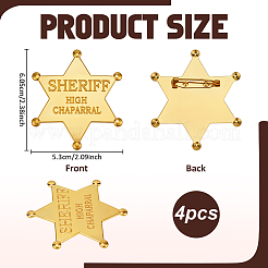 4Pcs Star of David with Word Sheriff Brooch&nbsp;JEWB-FG0001-69