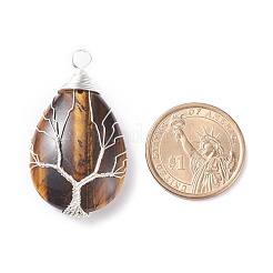 Natural Tiger Eye Pendants&nbsp;PALLOY-JF01307-05